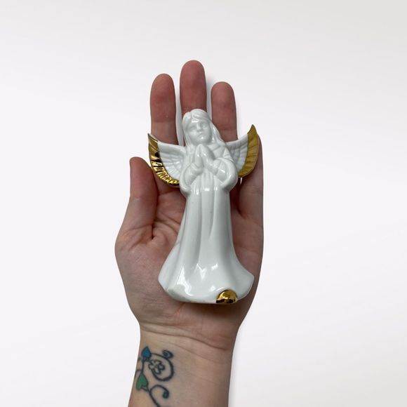 Vintage | White and Gold Ceramic Angel Bell - Picture 3 of 4
